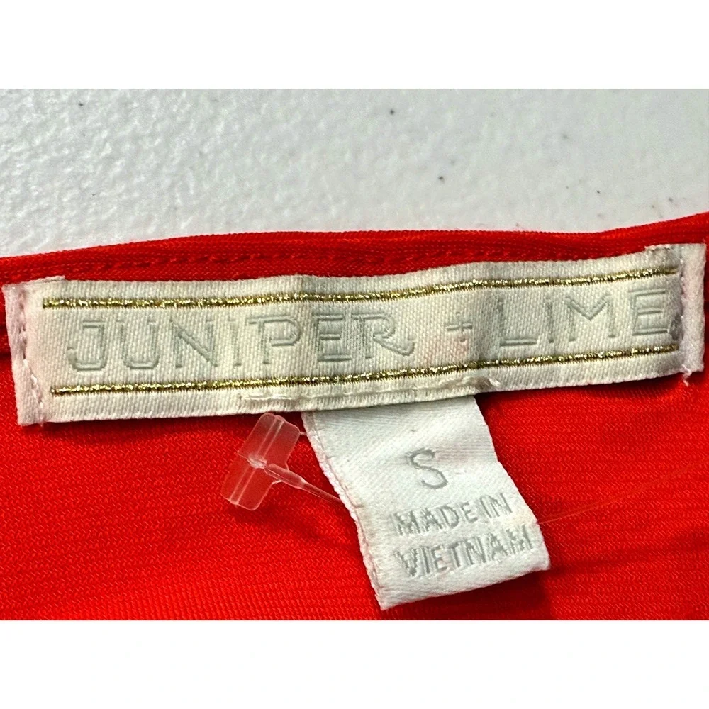 Juniper + Lime Women's Red Sequin Trim Cold Shoulder Blouse Top ITU1631 Size S